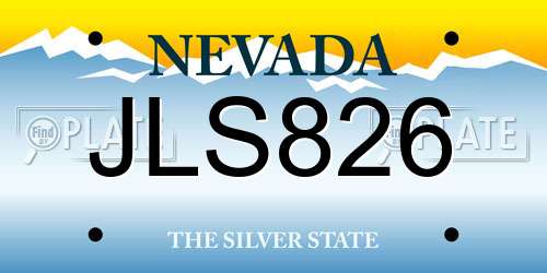 JLS826 Nevada License Plate