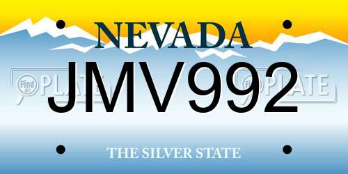 JMV992 Nevada License Plate