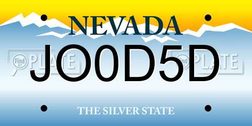 JO0D5D Nevada License Plate
