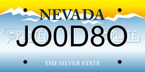 JO0D8O Nevada License Plate