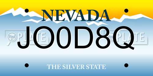 JO0D8Q Nevada License Plate
