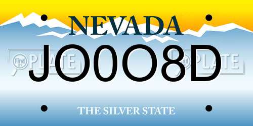 JO0O8D Nevada License Plate