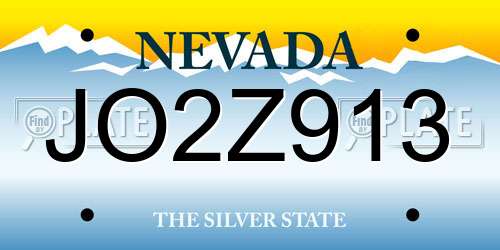 JO2Z913 Nevada License Plate