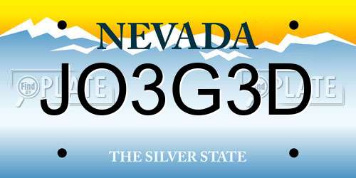JO3G3D Nevada License Plate