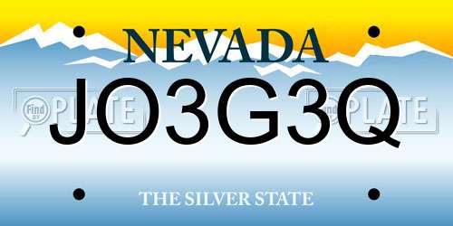 JO3G3Q Nevada License Plate