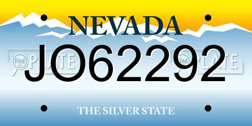 JO62292 Nevada License Plate