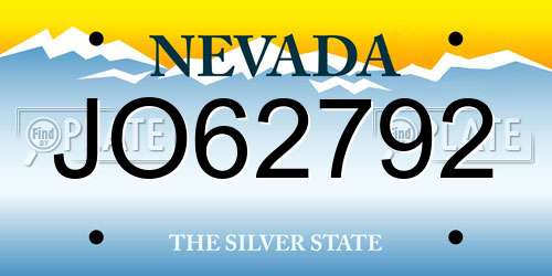 JO62792 Nevada License Plate