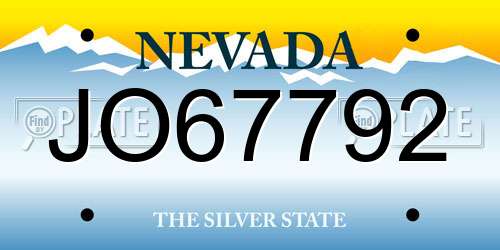 JO67792 Nevada License Plate