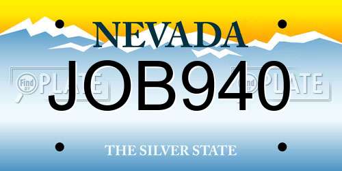 JOB940 Nevada License Plate