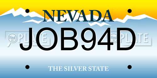 JOB94D Nevada License Plate