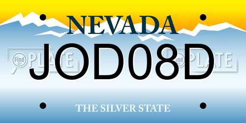 JOD08D Nevada License Plate