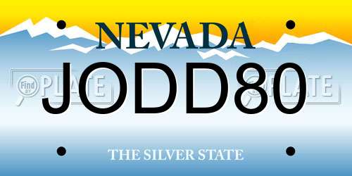 JODD80 Nevada License Plate