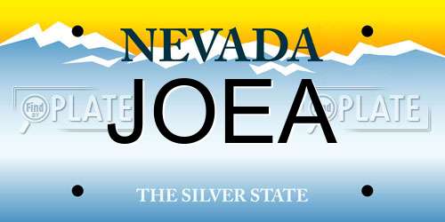 JOEA Nevada License Plate