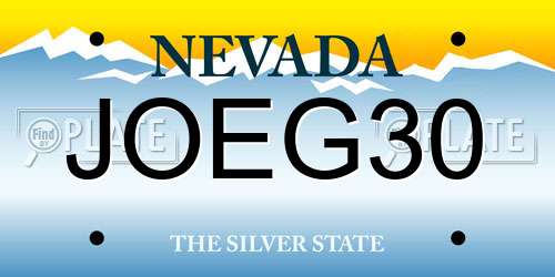 JOEG30 Nevada License Plate