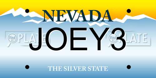 JOEY3 Nevada License Plate