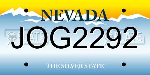 JOG2292 Nevada License Plate