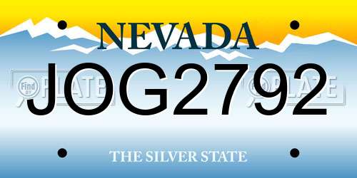 JOG2792 Nevada License Plate