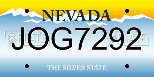 JOG7292 Nevada License Plate