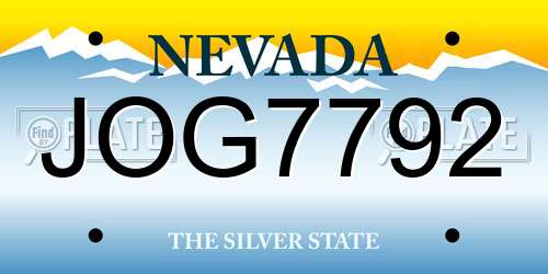 JOG7792 Nevada License Plate