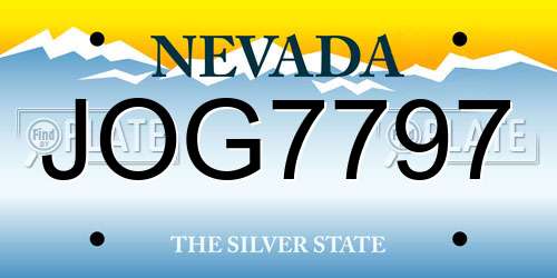 JOG7797 Nevada License Plate