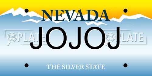 JOJOJ Nevada License Plate