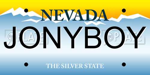 JONYBOY Nevada License Plate