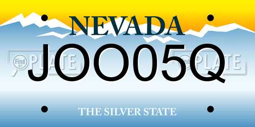 JOO05Q Nevada License Plate