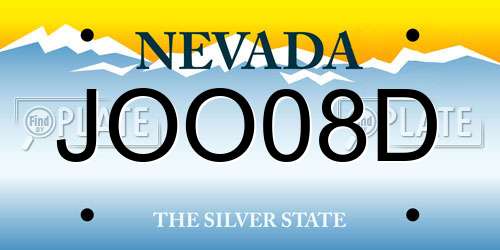 JOO08D Nevada License Plate