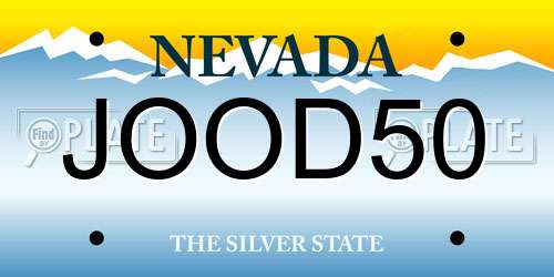 JOOD50 Nevada License Plate