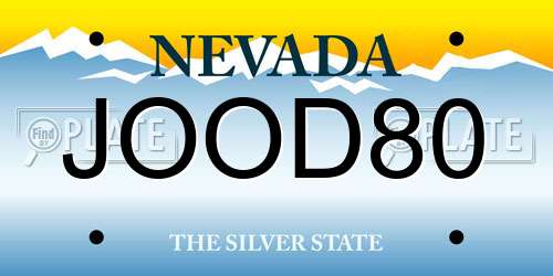 JOOD80 Nevada License Plate