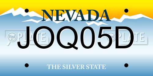 JOQ05D Nevada License Plate
