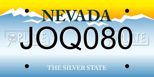 JOQ080 Nevada License Plate