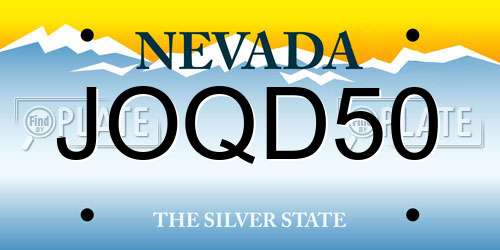 JOQD50 Nevada License Plate