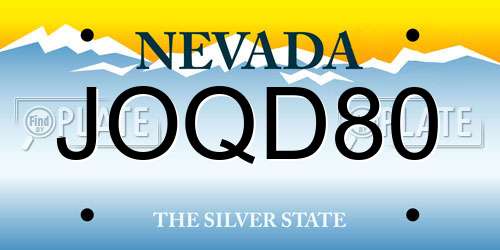 JOQD80 Nevada License Plate