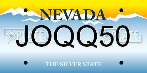 JOQQ50 Nevada License Plate