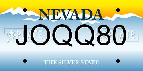 JOQQ80 Nevada License Plate