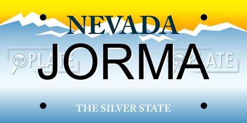 JORMA Nevada License Plate