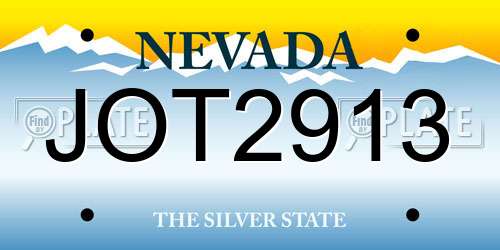 JOT2913 Nevada License Plate