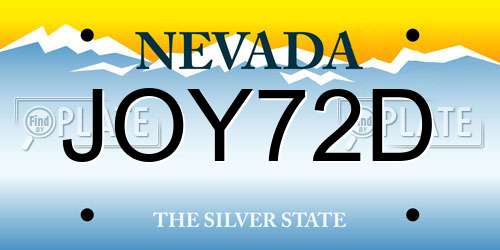 JOY72D Nevada License Plate