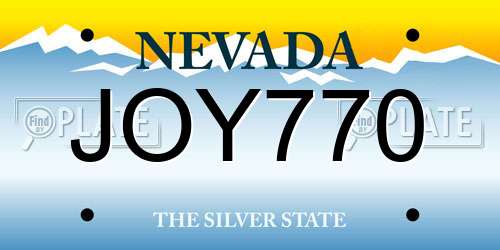JOY770 Nevada License Plate