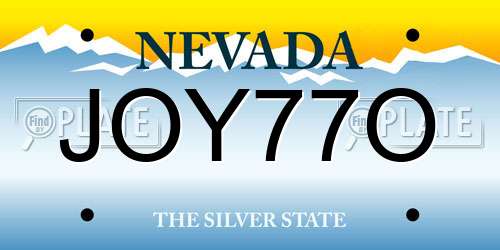 JOY77O Nevada License Plate