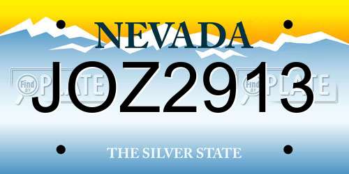 JOZ2913 Nevada License Plate