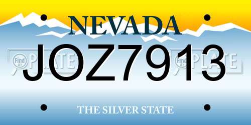 JOZ7913 Nevada License Plate