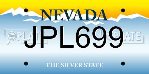 JPL699 Nevada License Plate