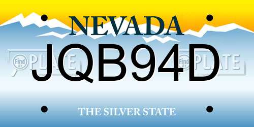 JQB94D Nevada License Plate