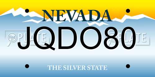 JQDO80 Nevada License Plate