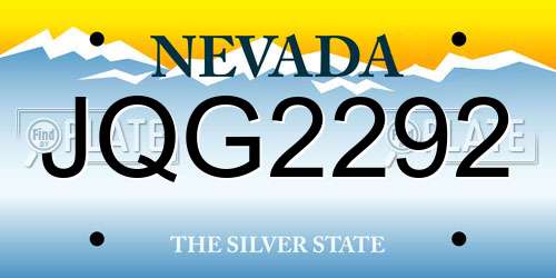 JQG2292 Nevada License Plate