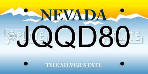 JQQD80 Nevada License Plate