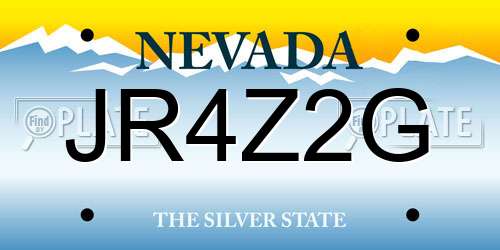 JR4Z2G Nevada License Plate