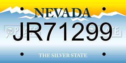 JR71299 Nevada License Plate